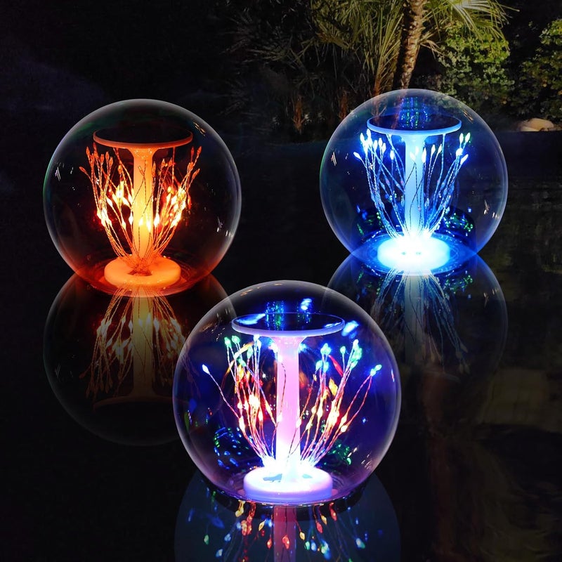 LENONE Store Floating Pool Lights, Waterproof Fireworks Solar Pool Lights That Float, 7" Color Changing Led Solar Floating Light Balls for Pond Party Garden Decorations, Cool Outdoor Decor (Black, 1 PCS) - Image 1